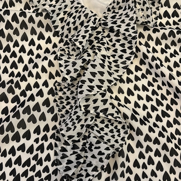 J crew chiffon blouse XL with black hearts and ruffles NWOT - Picture 4 of 5